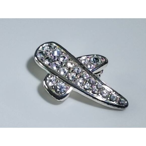 Swarovski X Brooch, Modernist Pin, Swan Logo, Rhinestone 1980s Brooch Vintage - Picture 9 of 10